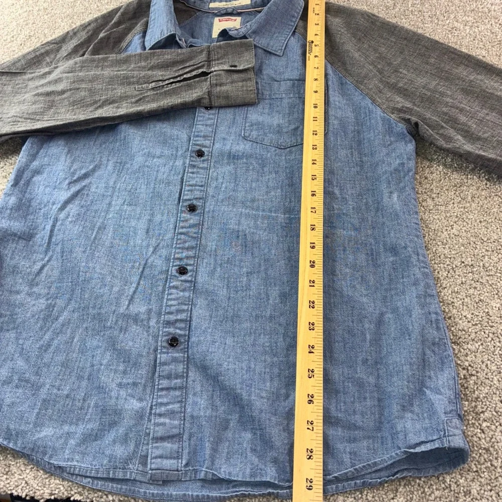 Levi's Mens XL Chambray‎ Denim Two Tone Long Sleeve Button Up Shirt Y2K Retro